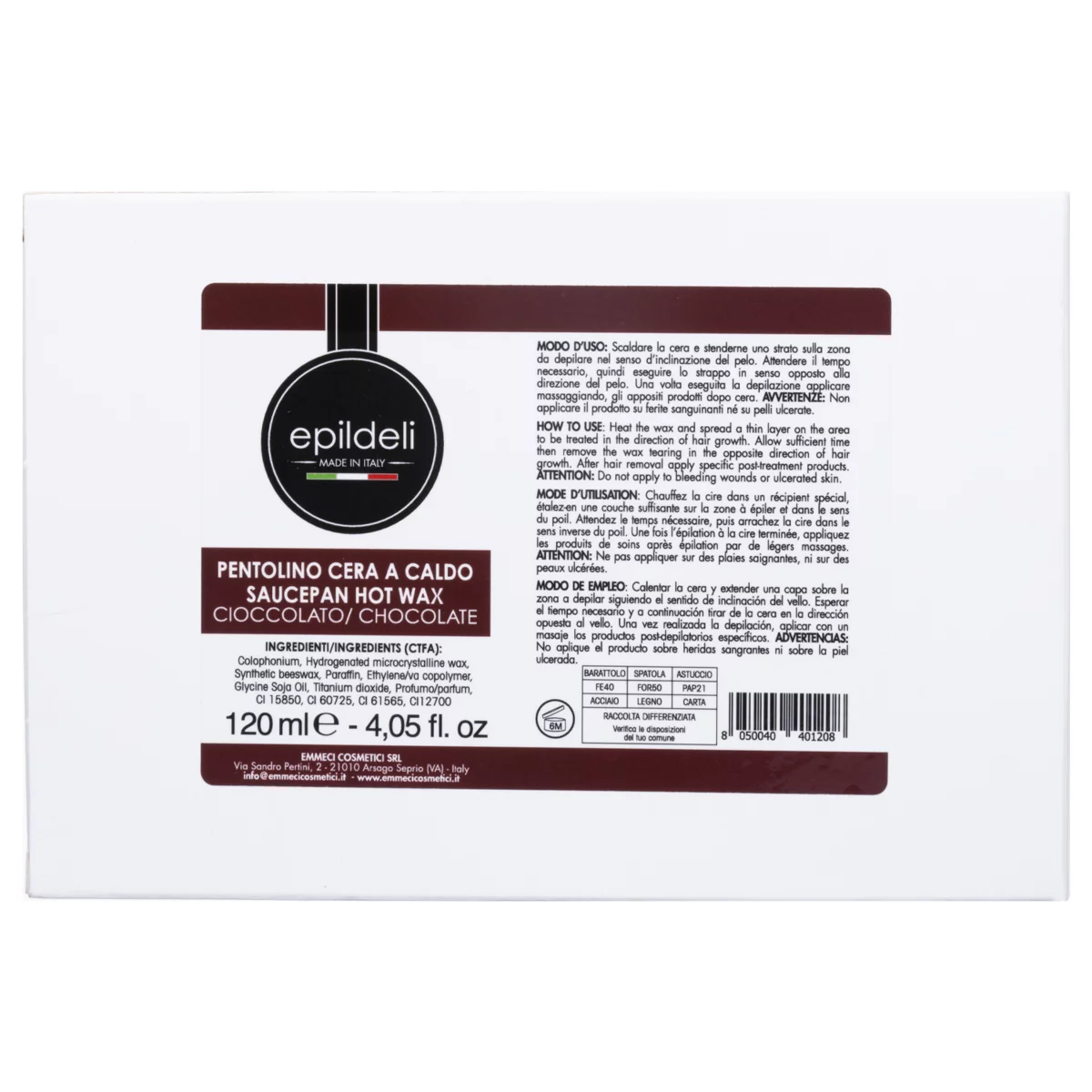 Vosak za toplu depilaciju EMMECI Epildeli čokolada 120ml - Image 2