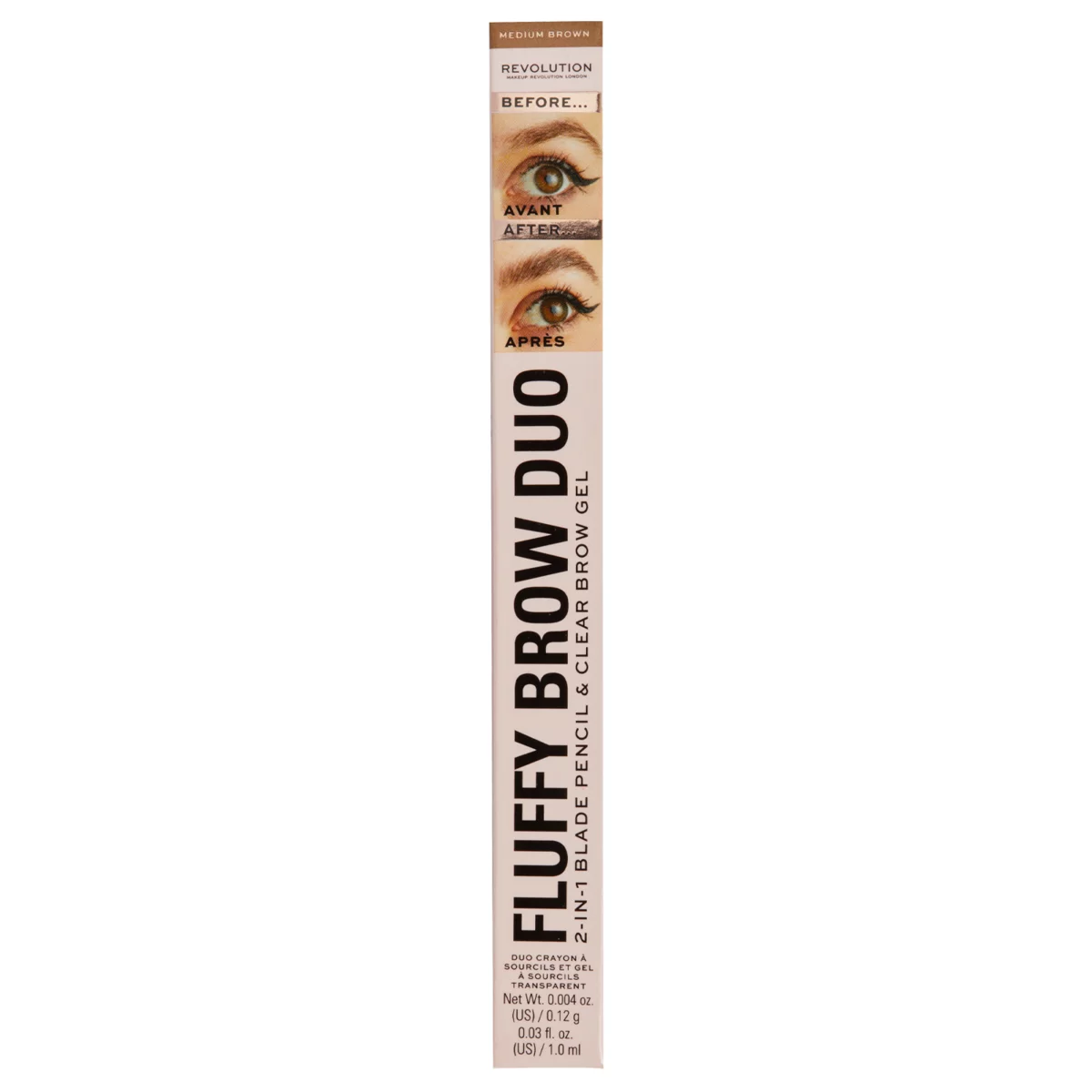 Olovka i gel za obrve 2u1 MAKEUP REVOLUTION Fluffy Brow Duo Medium Brown 0.12g+1ml - Image 4